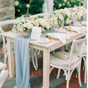 (23) 10ft Blue Chiffon Table Runner